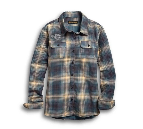 Harley-Davidson Women’s Felt Lettering Plaid Shirt