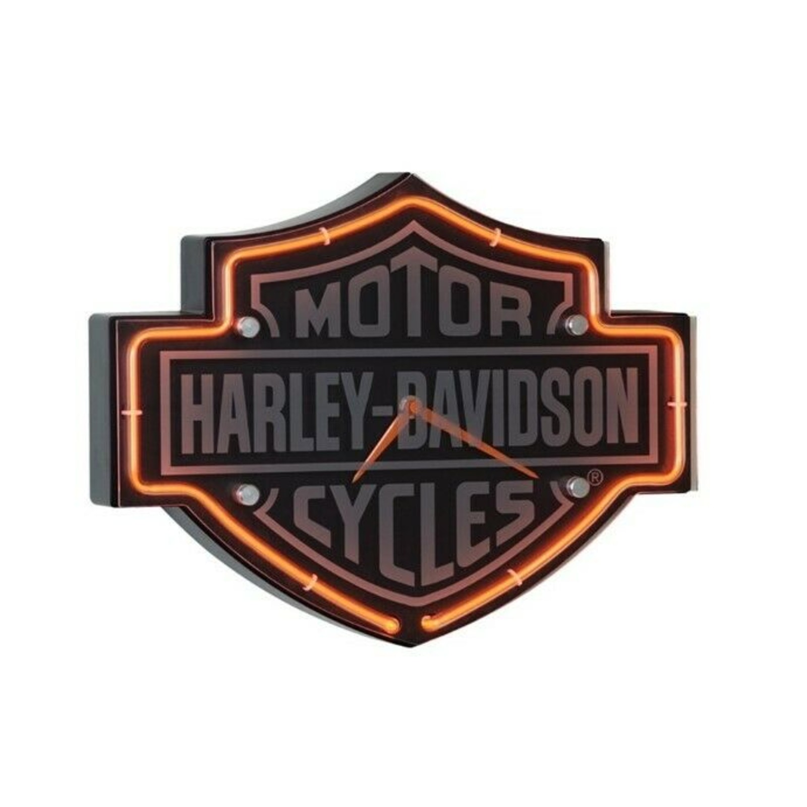 Harley-Davidson Etched B&S Shaped Neon Clock