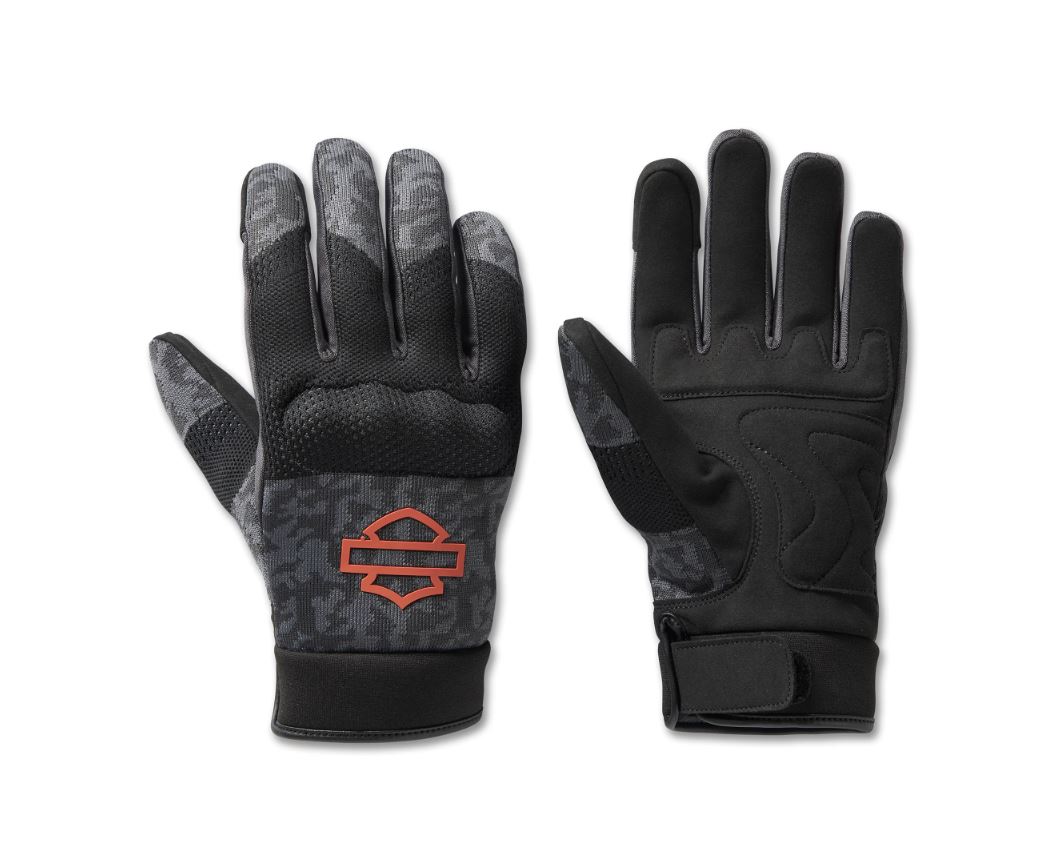 Harley-Davidson Men’s Dyna Knit Mesh Gloves – Camo – Blackened Pearl