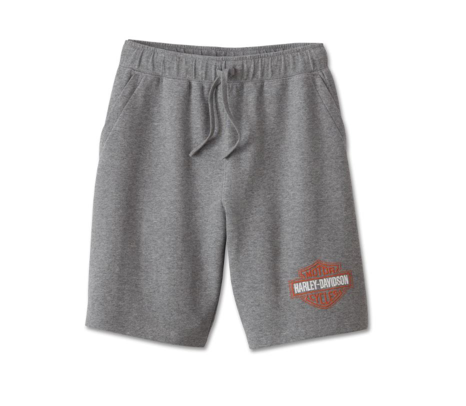 Harley-Davidson Men’s Bar & Shield Fleece Shorts – Medium Grey Heather