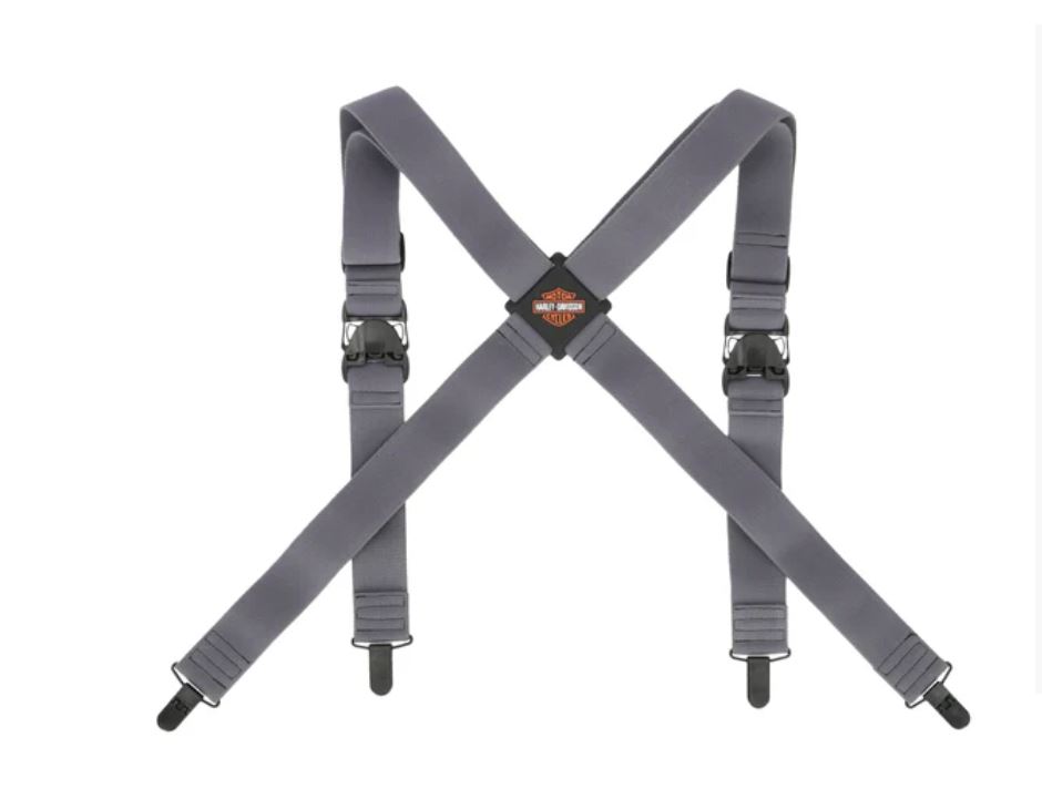 Harley Davidson Bar & Shield Suspenders | Grey