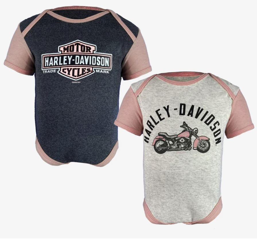 Harley-Davidson Infant Ribbed 2 Pack Bodysuits – Black/ Orange