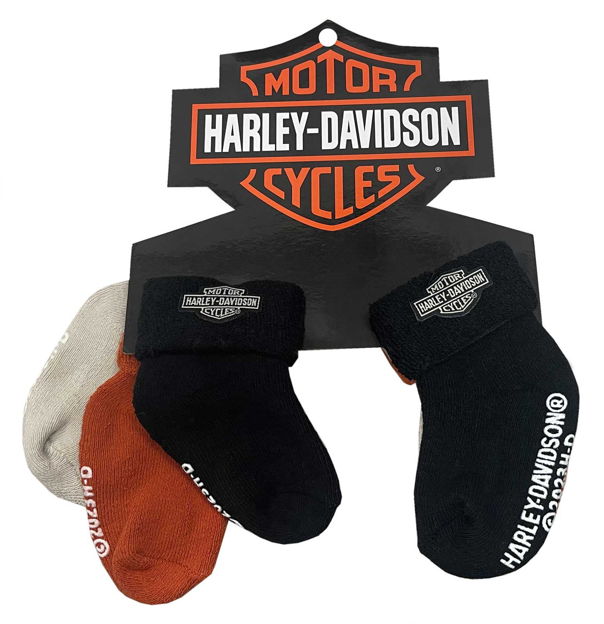 Harley-Davidson Baby Bar & Shield Logo 3 Pack Infant Socks, Multi-Colored