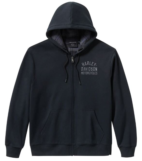 Harley-Davidson Zip Hoodie Plaid Lined black