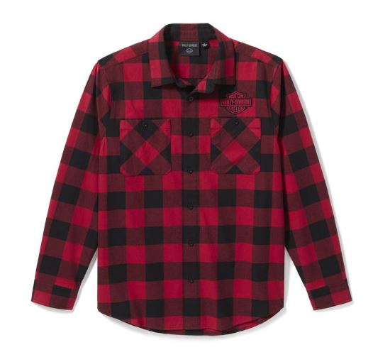 Harley-Davidson Buffalo Check Flannel Long Sleeve Shirt – Harley Black/Red