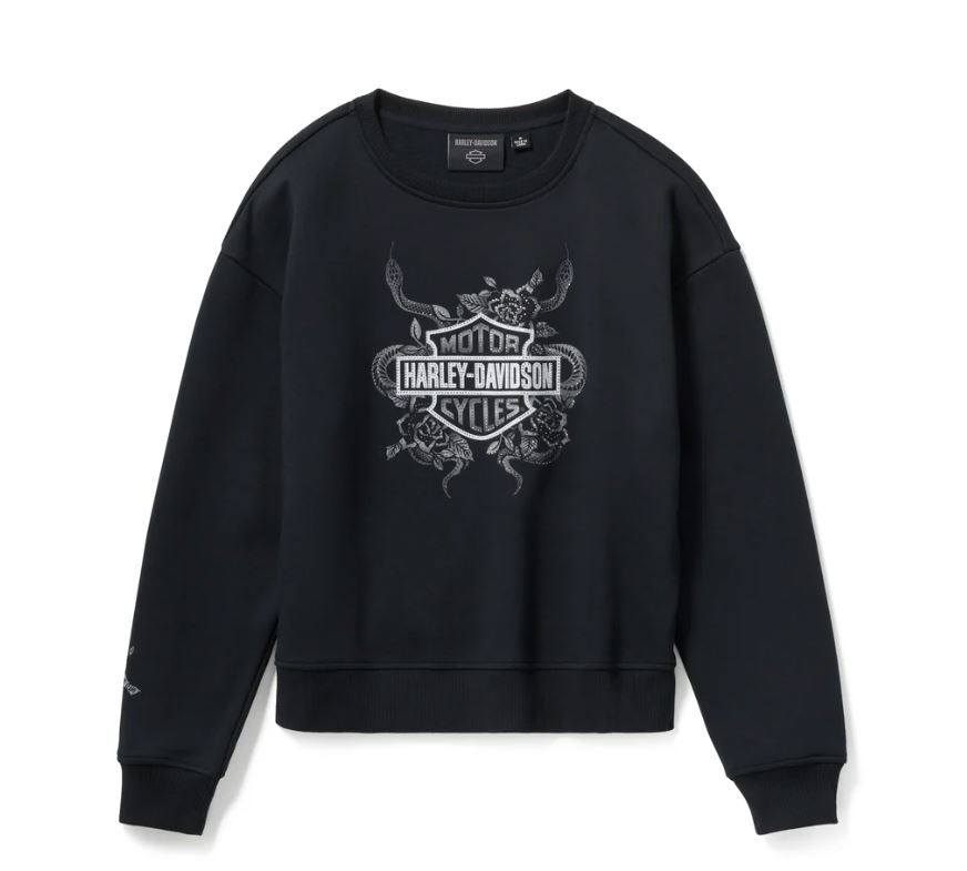Harley-Davidson Women’s Serpent Rose Bling Fleece – Harley Black