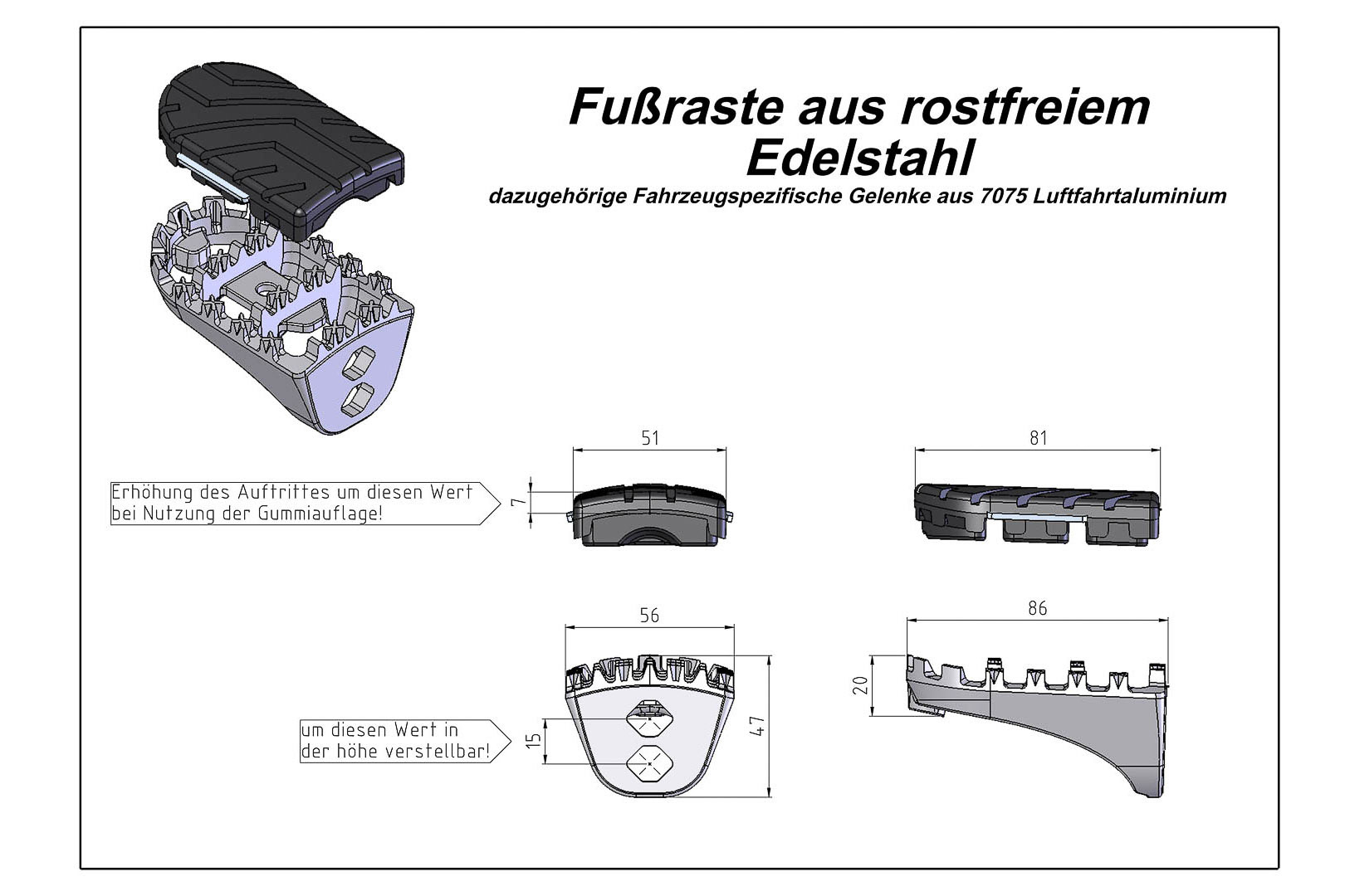 ION footrest kit – Honda XRV650/750 (87-03) XL600V (87-99) CRF1000L.