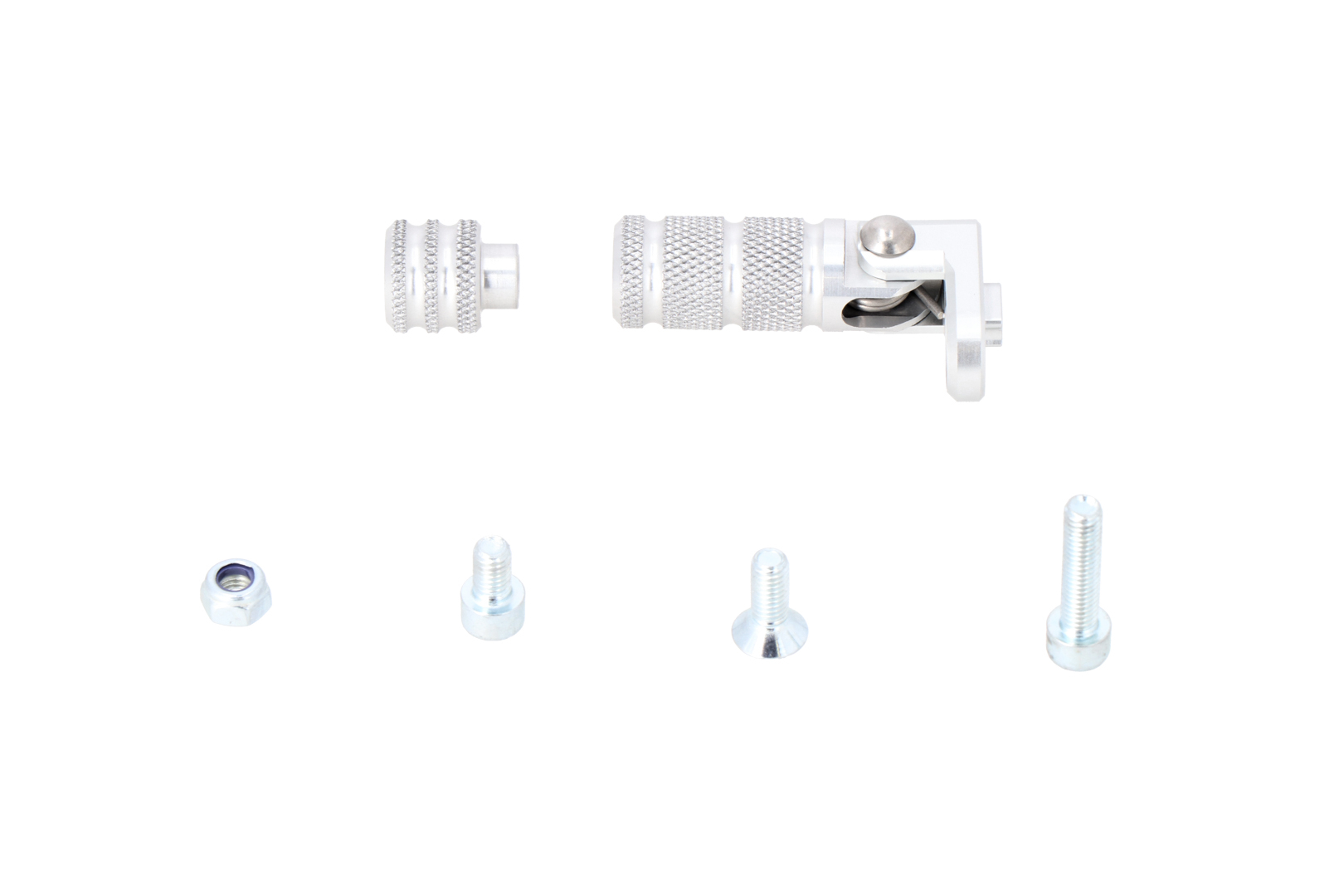 Gear lever tread – Silver. Knurled. Incl. extension.