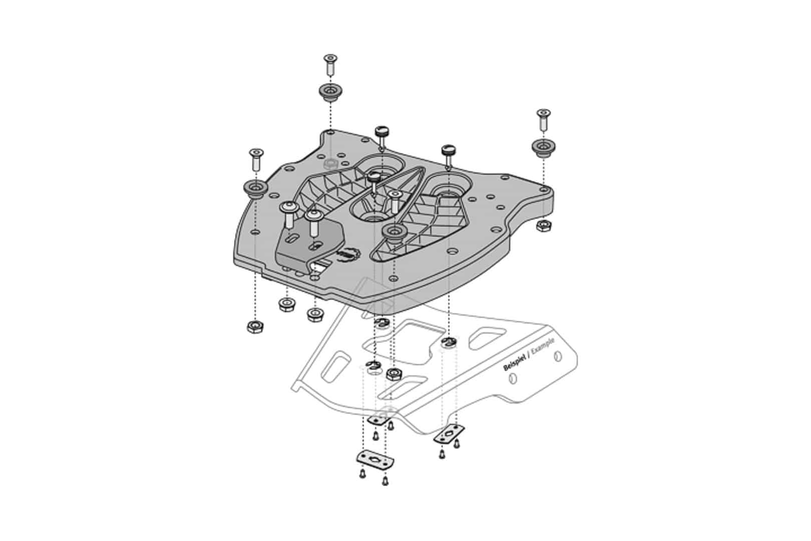 Adapter plate for ALU-RACK – For TRAX top case. Black.