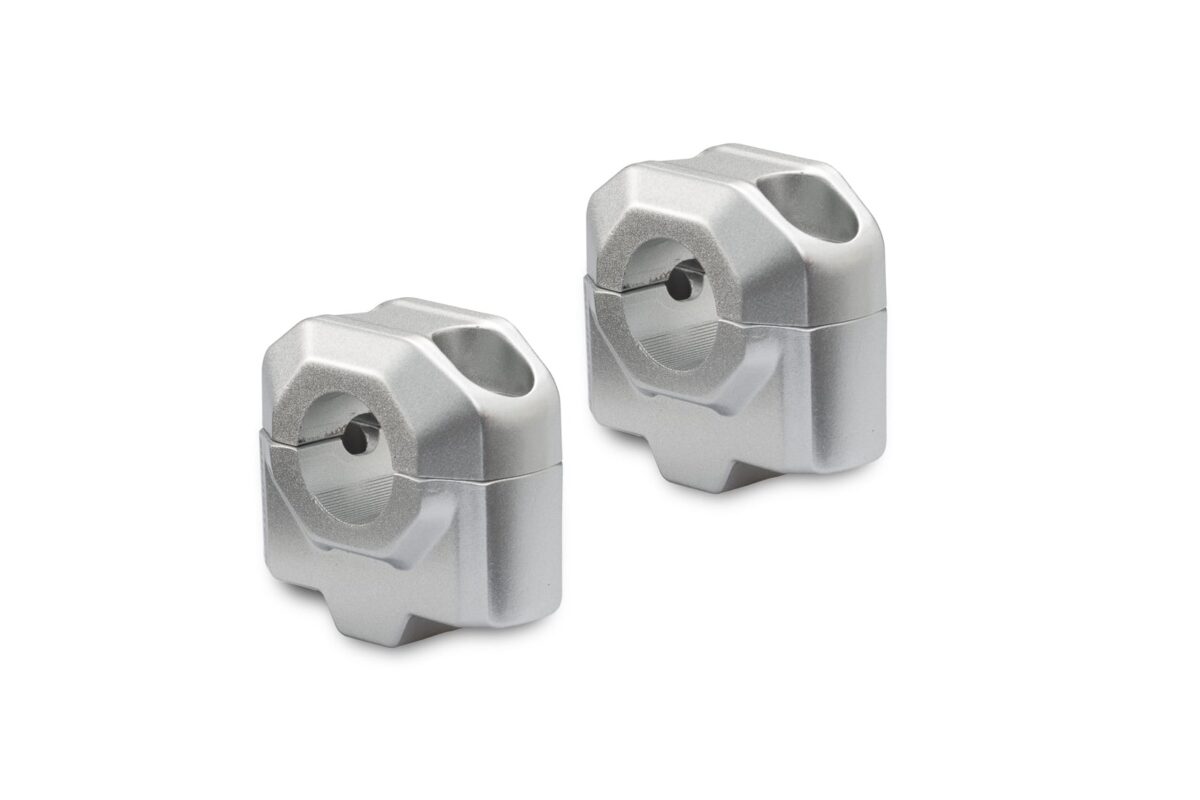 Bar riser for Ø 22 mm handlebar – H=25 mm. Silver.